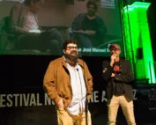 José Manuel Rebollo y Rafa Caballero durante la presentación de "Coraje" en el XII Festival Nuevo Cine Andaluz (Casares, 2025)